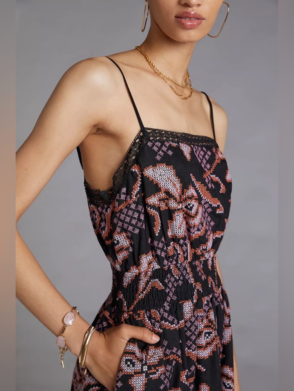 Anthropologie Embroidered Maxi Dress Size L - Picture 5 of 14